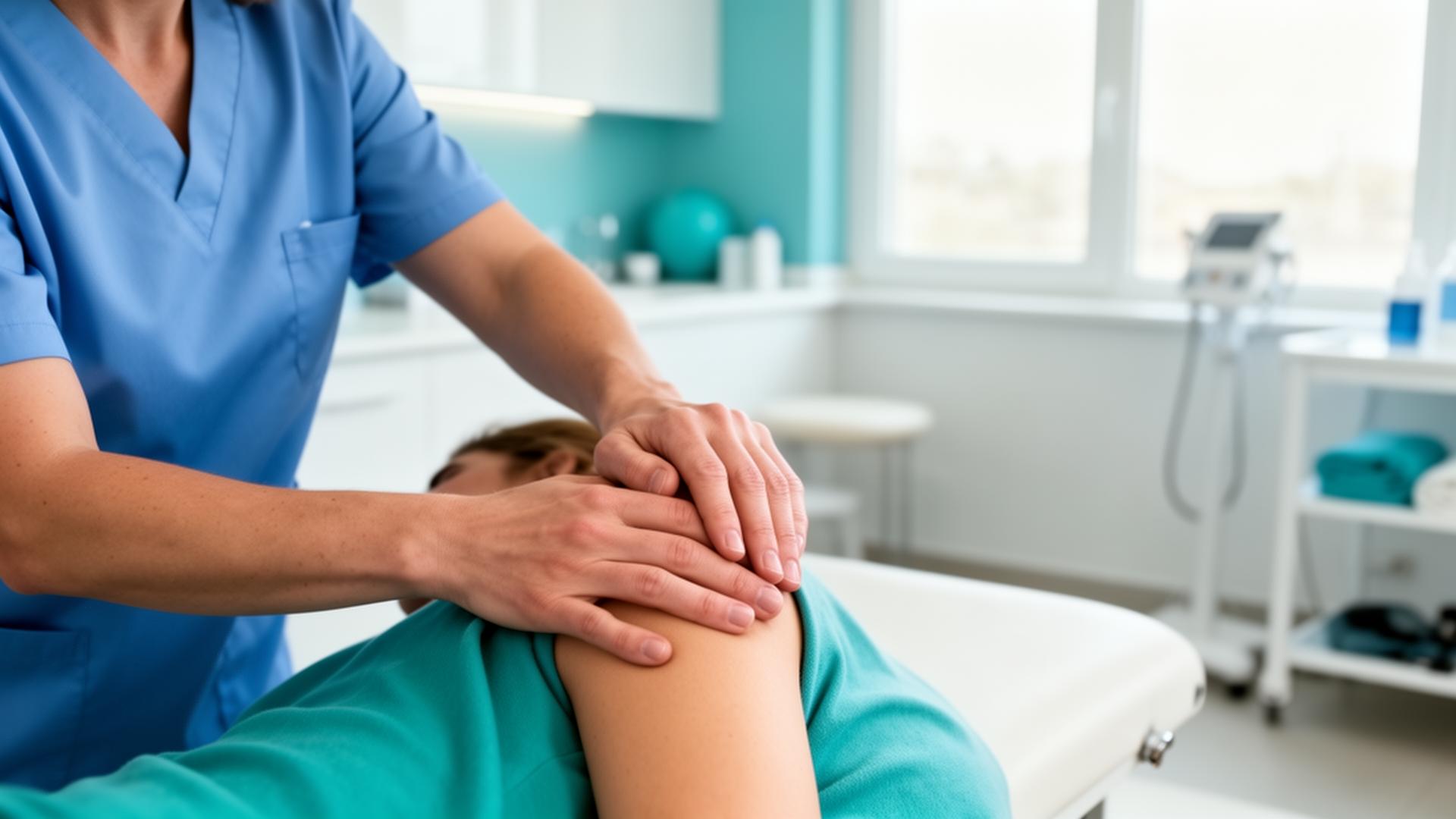 Fisioterapista esegue terapia manuale in studio
